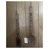 Large Wood Fork Spoon Wall Decor