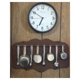Sterling Noble Clock and measuring cups spoons