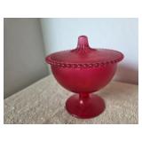 Vintage Frosted Cherry candy dish