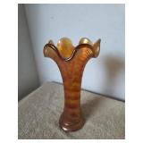 Marigold ripple Carnival Glass Vase