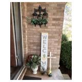 Vintage triple lantern wall hanger, faux wrought