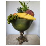 MCM Green dish with brass pedestal