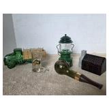 Assortment of Avon Decaturs Coleman lantern,