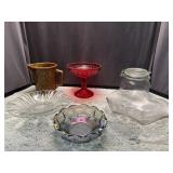 Vintage Glass Serving USA Pottery Pitcher and