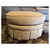Skirted,  half moon, upholstered cream  Ottoman