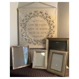 Canvas wall hanging with picture frames