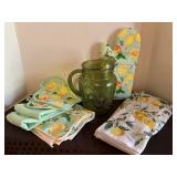 Vintage Anchor Hocking pitcher with lemon decor