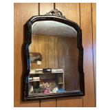 Vintage dark wood,  wall mirror. 16x21.5