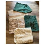 Cream tablecloth, green table runner, placemats &
