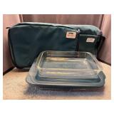 Pyrex Glass Casseroles with Two Carriers