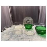 Vintage Emerald Green Bowls with Variety Serving