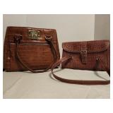 Anne Klein brown faux leather shoulder handbag