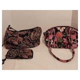 Two Vera Bradley Small Floral handbags Burgundy