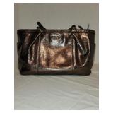 Copper metallic Coach East West gallery tote bag