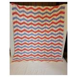vintage crocheted pink and purple chevron throw