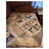 vintage worn hand sewn patchwork quilt (needs