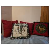Lot of Beautiful red pillows with 2 Christmas