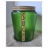 Vintage Owens Illinois Green Glass Canister