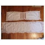 vintage white linen table runners (small stains)