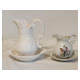 Two Vintage porcelain Mini Pitcher with Matching