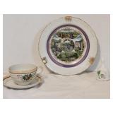 Vintage souvenir plate, souvenir mini bell and