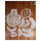 Crochet collar doilies and adorable blue apron