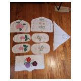 Beautiful fabric floral Doilies (some stains)