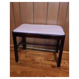 Vintage wooden vanity stool with pink soft top