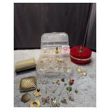 Vintage Costume Jewelry Powder Box Benrus Watch