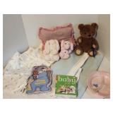 Baby lot with blue baby blanket and five pillow
