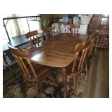 Vintage wooden table with a leaf and 6 chairs
