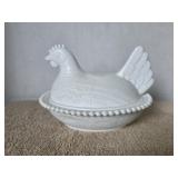 Indiana Glass White Milk Glass Hen on a Nest