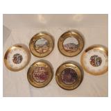 Four vintage solid brass Landscape wall hanging