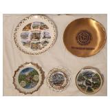 vintage ceramic and bronze souvenir plates