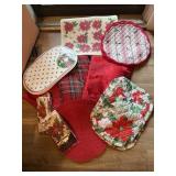 Beautiful poinsettia lot, tablecloths, placemats,