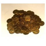 Vintage Pile Gold Coins Metal Paperweight