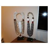 Pair Indonesian Shell Necklace on stands