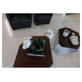 Faux Orchids Glass Vase