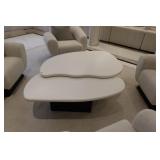 Pair Fiber Top Coffee Table | White Lacquer | Larg
