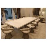 White Aragorn Dining Table | Brushed Silver Base