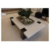 Elden Coffee Table | Glossy White | Black Nickel B