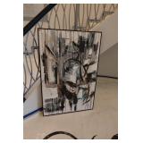 Abstract Grayscale Art | 37" x 55" | Black Frame