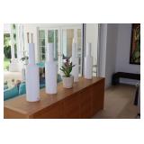 Pair Large Opaque White Glass Vase