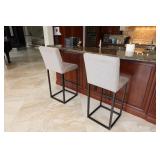 Pair Upholstered/Metal Frame Barstools