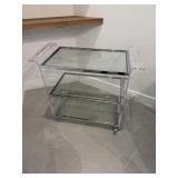 Lucite & Glass Rolling Cart