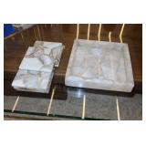 Quartz Coasters + Tray
