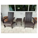 Pair Adirondack Style Composite Chairs + Table