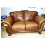Leather Loveseat with Wood Frame