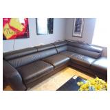 L-Shape Dark Grey Leather Sectional