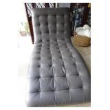 Dark Grey Tufted Leather Chaise